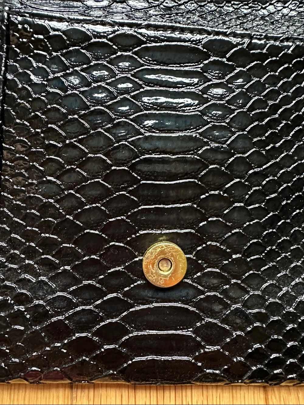 Black Faux-Snake Envelope Clutch Bag